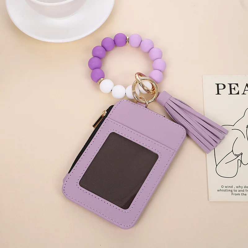 2024 New silicone bead bracelet lady personality creative wrist coin purse bus bank card sleeve clip