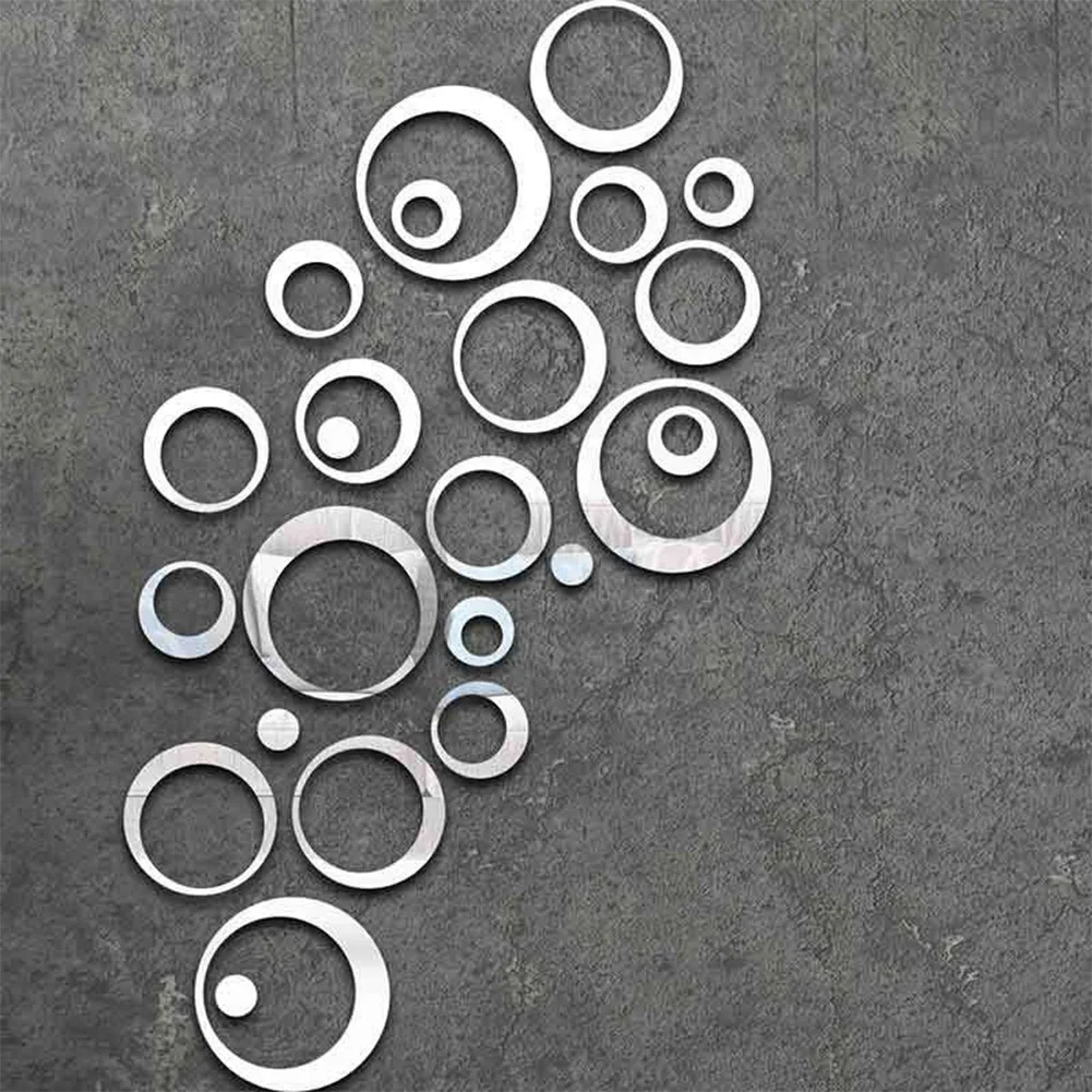 24 pcs Acrylic Hollow Circle 3D Wall Decals Nordic Modern for Bedroom Living Room Easy Install Removable Decor
