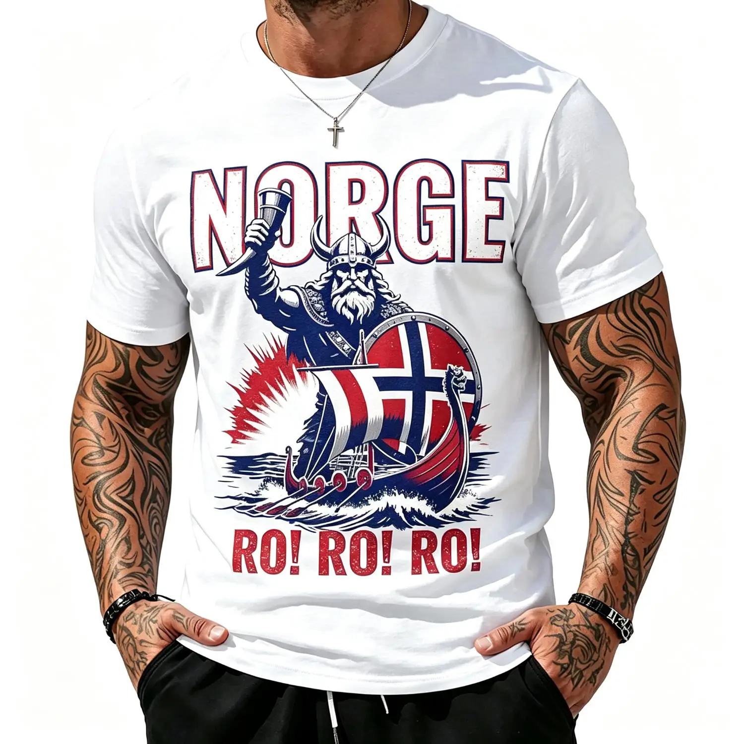 Ro Ro Norway Viking Horn Ship Norwegian Flag Norge Pride T-Shirt