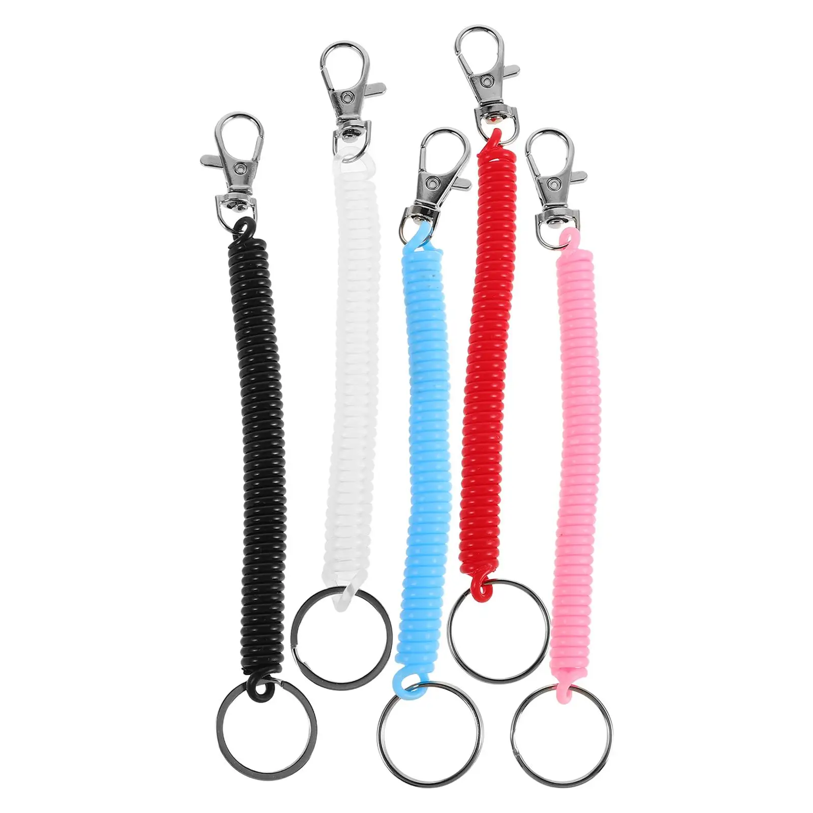 

5 Pcs Anti Lost Phone Cord High Elastic Spring Rope Keychain Bracelet Extendable Card Holder Lobster Clasp Cords Accessories