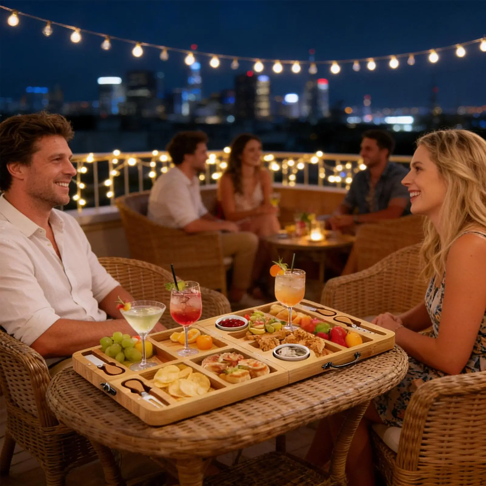 

Charcuterie Boards Foldable Heat-Resistant Meat Cheese Tray Platter For Indoor Table Fireplace Living Room Restaurant Apartment