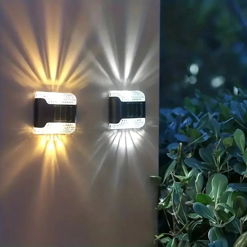 Solar LED Wall Lights Brighten Outdoor Space Waterproof LED Stair Lights Yard Landscape Decor Light Outside Garden Decorations