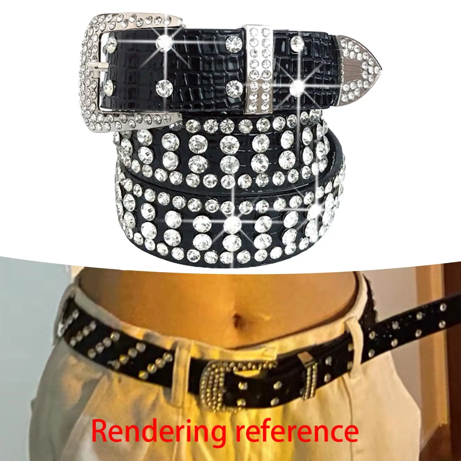 

Bling Women Waist Belt Waistband Crystal Rhinestone Waist Cinch Belt Belt Western PU for Accessories Jeans Clothing Sacks