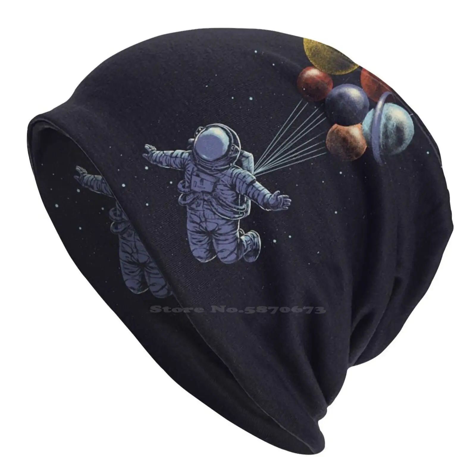 Space Travel Knitted Hat Warm Beanie Outdoor Caps Astronomy Outer Space Solar System Galaxy Sky Colorful Moon Sci Fi Science