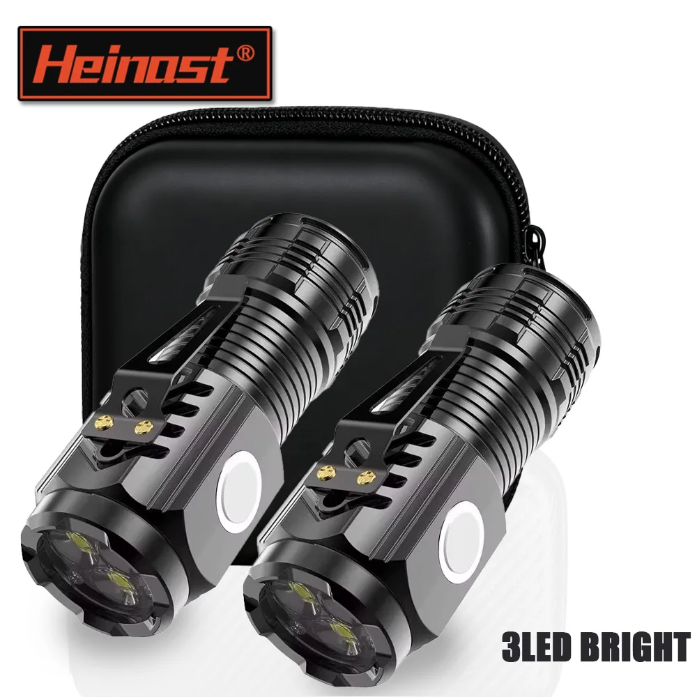 Mini 3LED Flashlight With Pen Clip，Night Walking, Portable Brightness,Rechargeable Waterproof Emergency Spotlight Outdoor Torch
