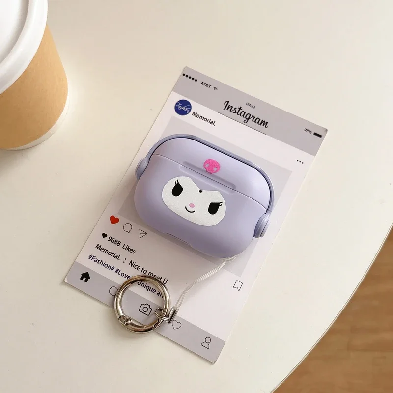 น่ารักการ์ตูน Sanrio Kuromi หูฟังสําหรับ Airpods 1 2 3 4 Pro 2 ชุดหูฟังไร้สายบลูทูธป้องกันพร้อม Carabiner