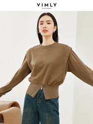 Vimly-Pull à col rond PVD pour femme, haut à manches longues, monochromatique, mode décontractée, vêtements féminins, automne, nouveau, 2023, M5016