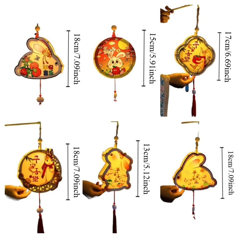 Paper Middle Autumn Festival Lantern DIY Craft Wooden Festival Lantern Material Pack Chinese Handmade Rabbit Lantern Gift