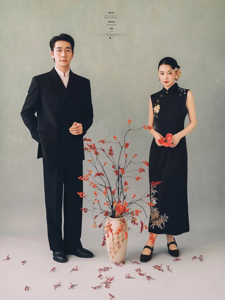 

2026 New Eastern Aesthetic Studio Couple Retro New Chinese Style High-End Wedding Dress Portrait Photography Gown