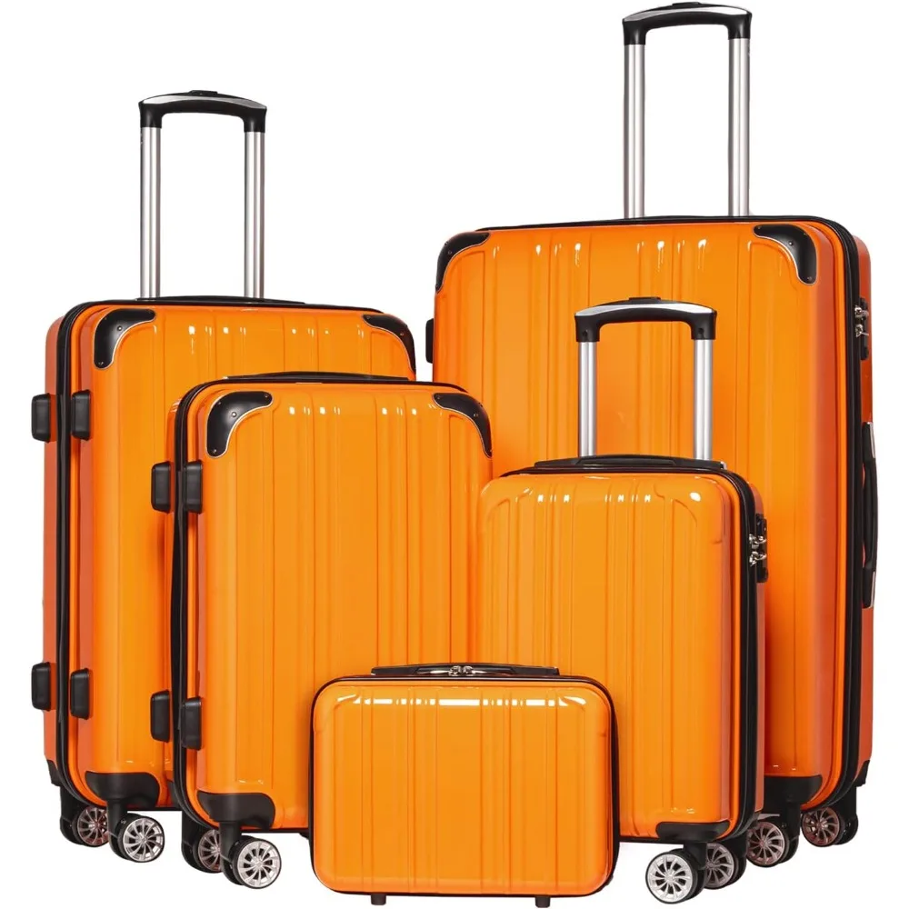 

Expandable Coolife Luggage Set: 3-Piece PC+ABS Spinner Suitcases in 20, 24, and 28 Orange Carry-On