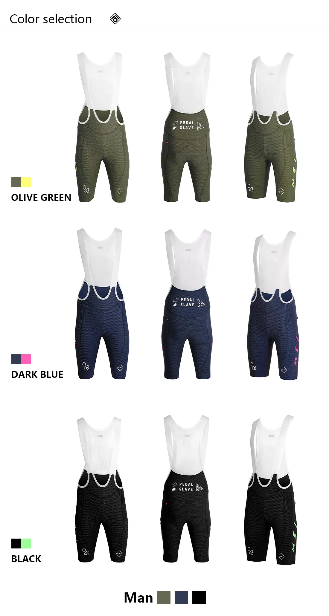 Mcycle Neues Design Radsport-Trägerhose, buntes Logo, Fahrrad-Trägerhose, atmungsaktiv, gepolstert, Fahrrad-Shorts, hohe Taille, Unisex-Radsport-Trägerhose – Detail 8
