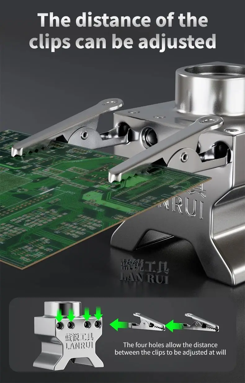 Lanrui B17 Universeller PCB-Clipper, Klemme für unregelmäßige Hauptplatinen, für Handy-Lötreparaturen, Halterung mit Schraubendreher und Aufbewahrungsloch für Paste – Detail 2