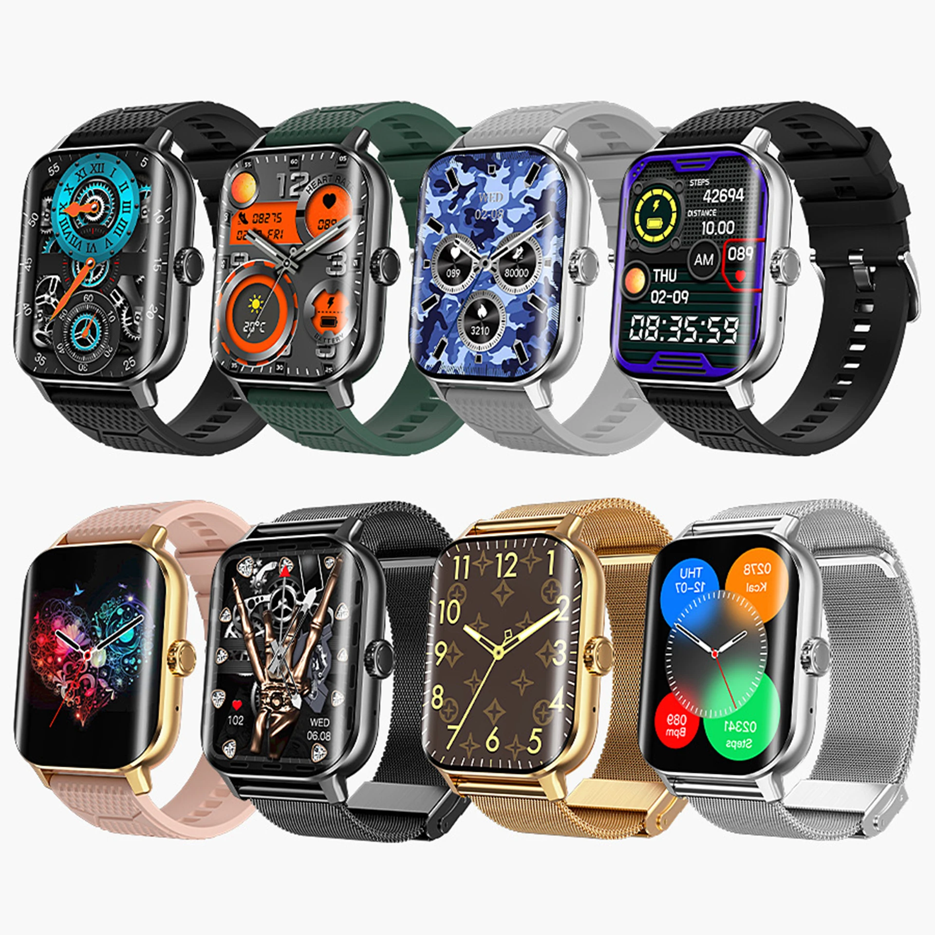 TJXL-GAOKE F12 Cheap Men Ultra Smart Medical Calling Watch Connect Curved Screen Woman Heart Rate Monitoring Smartwatch