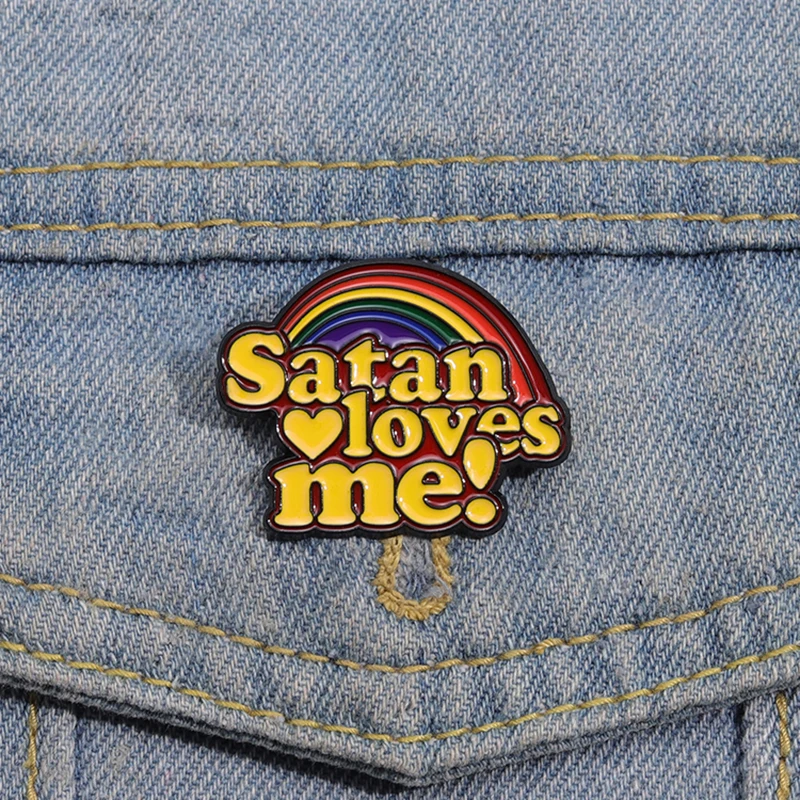 LGBT Rainbow Enamel Pins Custom Satan Loves Me Brooches Lapel Badges Punk Gothic Jewelry Gift for lover Friends