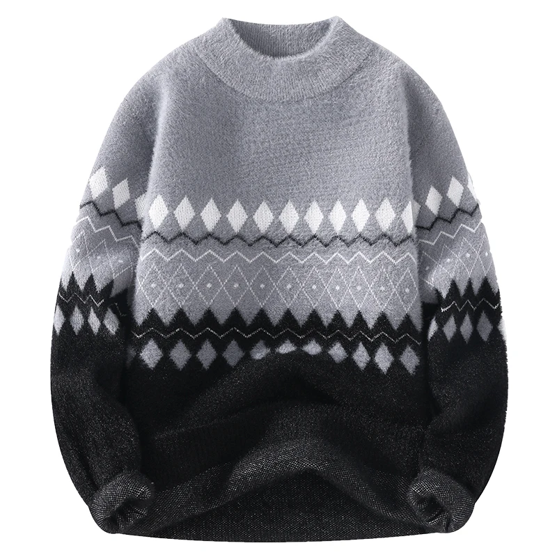Pull de haute qualité tendance de la mode pour hommes, automne, hiver, nouveau style décontracté confortable pulls chauds hommes diamant motif