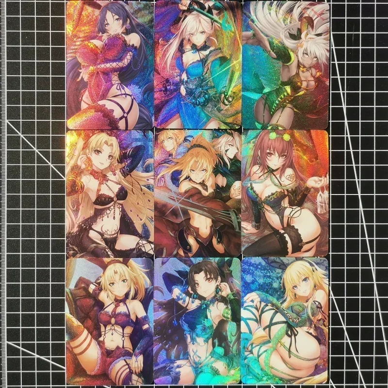 Rosaria Bibel Schwarz Sexy Anime Mädchen Karten Mai Shiranui Irelia Ahri Evelynn Kaisa 9 TEILE/SATZ Spiel Sammlung Karten Spielzeug Weihnachten geschenk