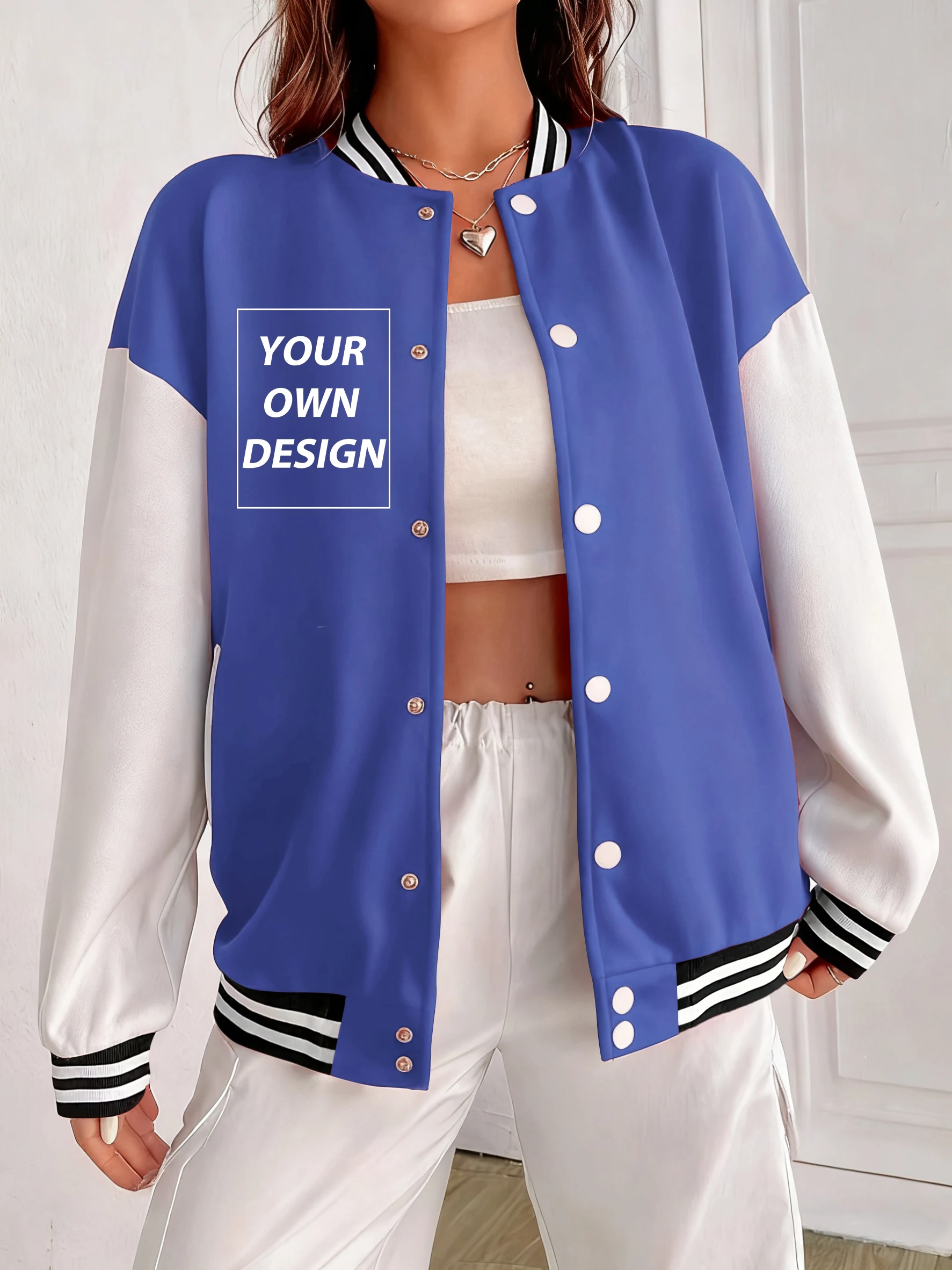 

S-2XL Customized Your Own Design Loose Baseball Jersey Street Sport Jackets Casual Fashion Hip Hop Outwear Button Pocket Clothes
