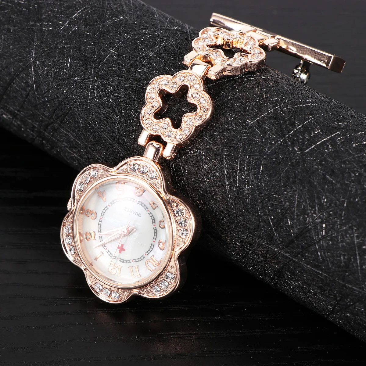 Nurse Watch Rose Gold Rhinestone Alloy Pocket Watch For Doctors Nurses Hospital Staff Fashion Medical Timepiece Gift