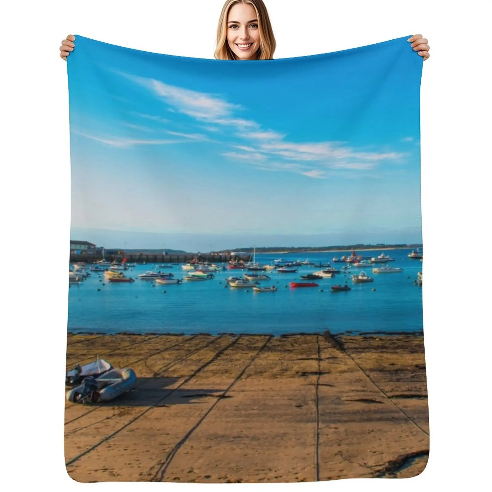 Town Beach Throw Blanket decorative Bed covers Blankets For Sofas Multi-Purpose Heavy Decoratives Blankets