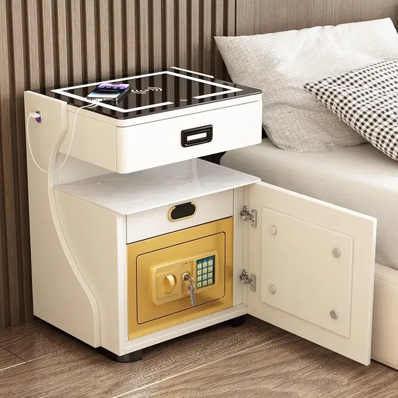 

2024 Modern Smart Nightstands Fingerprint Lock Wholesale Bedroom Furniture Smart Bedside Table With Wireless