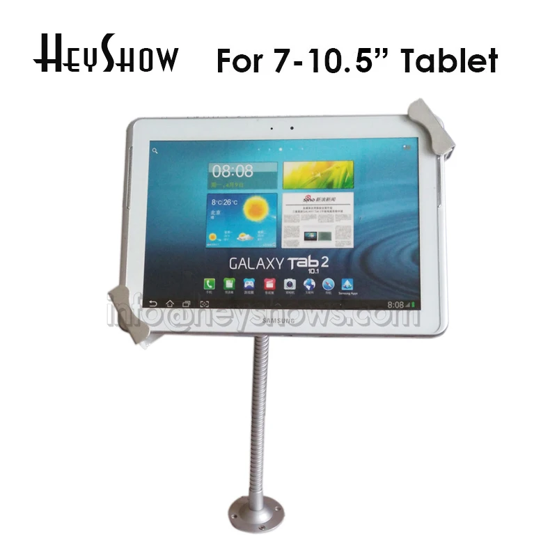 Flexible Metal Tablet Security Stand Base Wall Desk Mount Display Holder for iPad Lock Enclosure For 7-10.5\