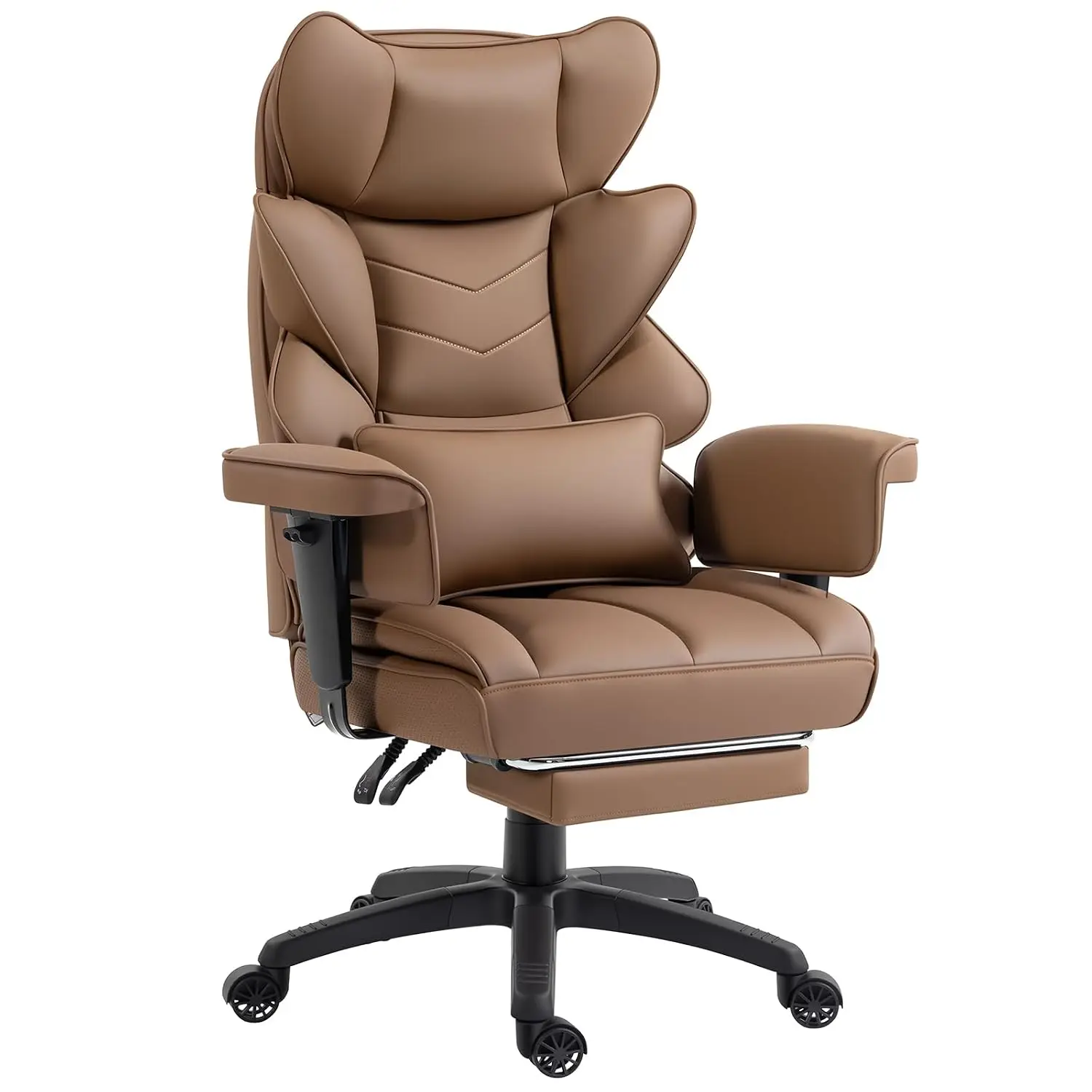 Ergonomic Office Chair With Pocket Spring Cushion, High Back Adjustable Armrests Lumbar Support Footrest, PU Leather, Customized
