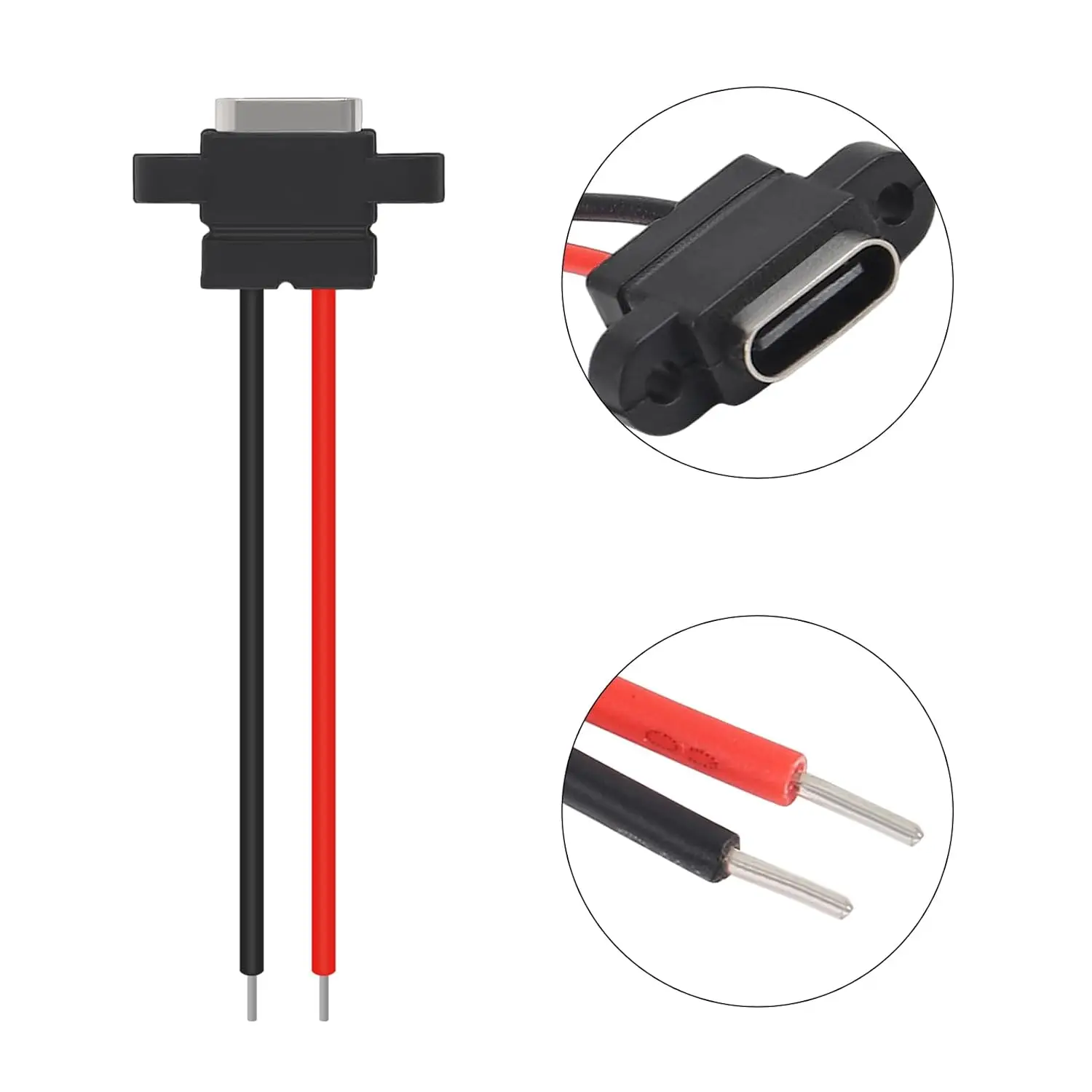 10PCS Female Socket USB-C Plug Type-C 2 Pin Connector USB Connector Type-C Female Chassis 2P Waterproof USB Female Socket