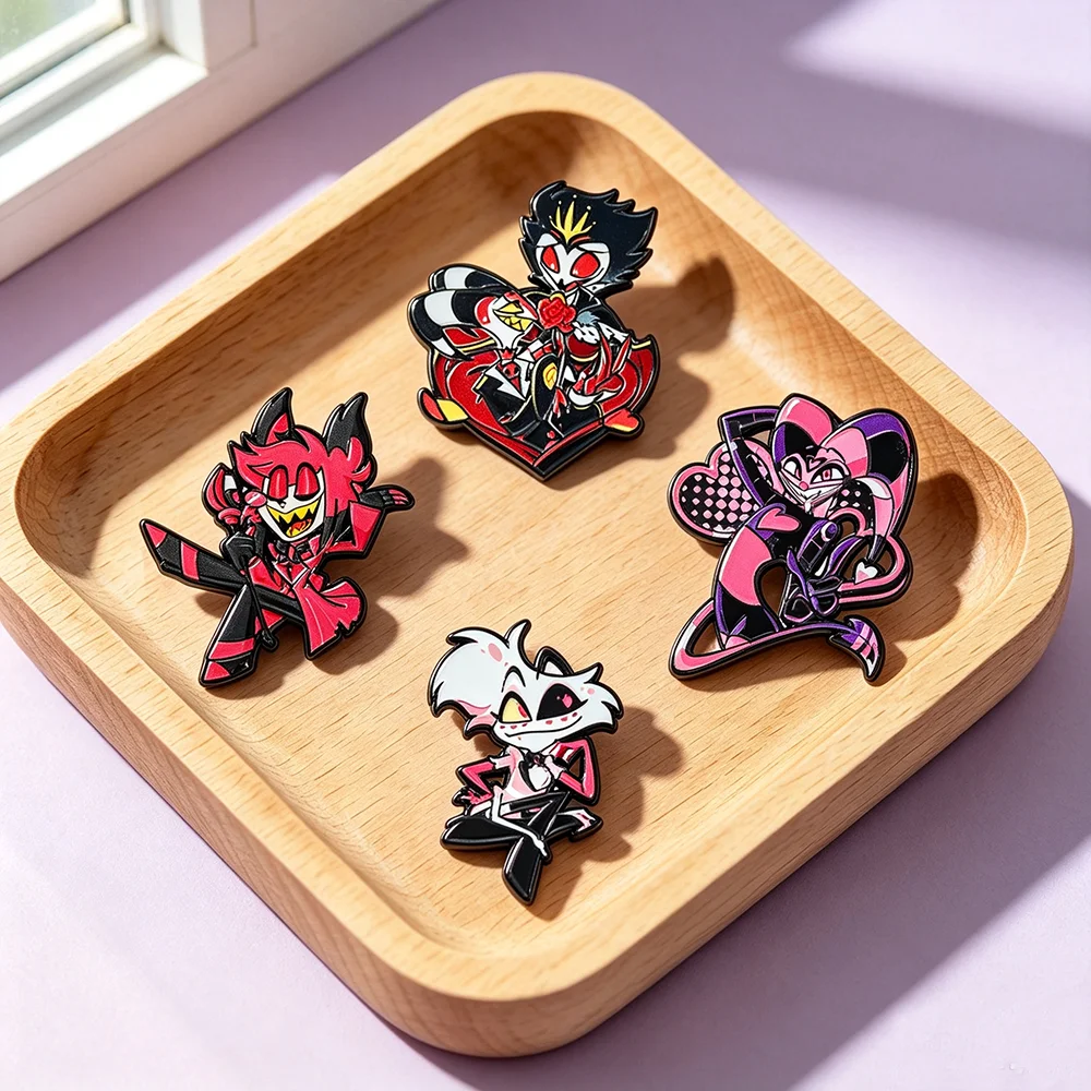4Pcs Anime Demon Characters Enamel Pins, Cute Brooch Set