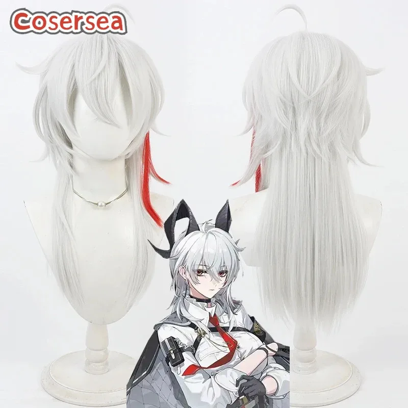 Cosersea Zani تأثيري الباروكات لعبة Wuthering موجات Zani 55 سنتيمتر طويل مستقيم الفضة الأبيض مختلط شعر مستعار أحمر الشعر الاصطناعية مقاومة للحرارة #1