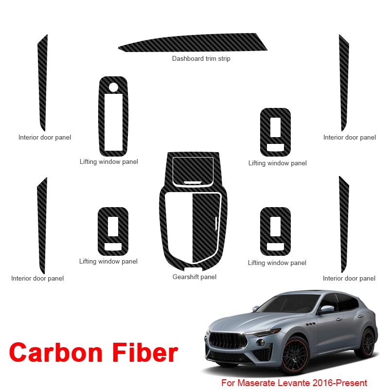 

For Maserati Levante 2016-2025 Car Interior Sticker Lifting Window Panel Decal Gear Box Dashboard Protective Film Auto Accessory