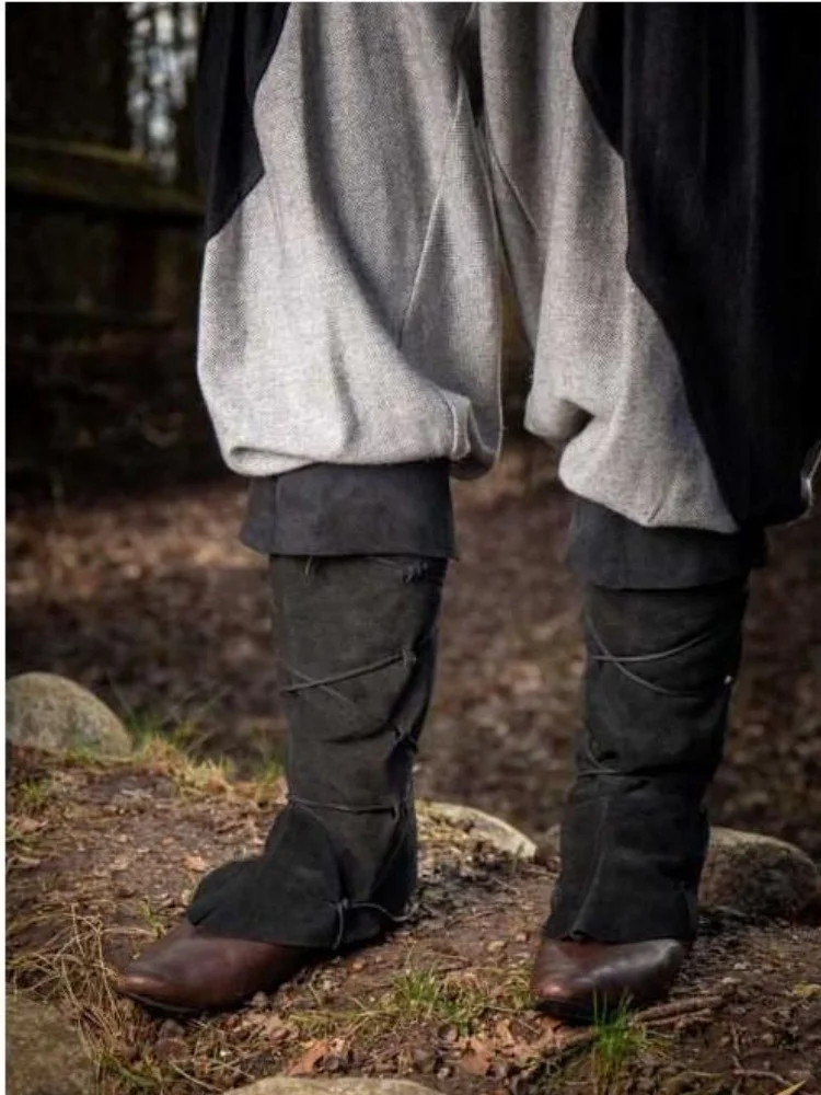 Mittelalterliche Wikinger-Ritter Lederbeinschutz Steampunk Stiefel Schuhüberzüge Erwachsenen-Rollenspiel-Kostüm Riemchen-Hochstiefel Requisiten 2025 – Detail 6