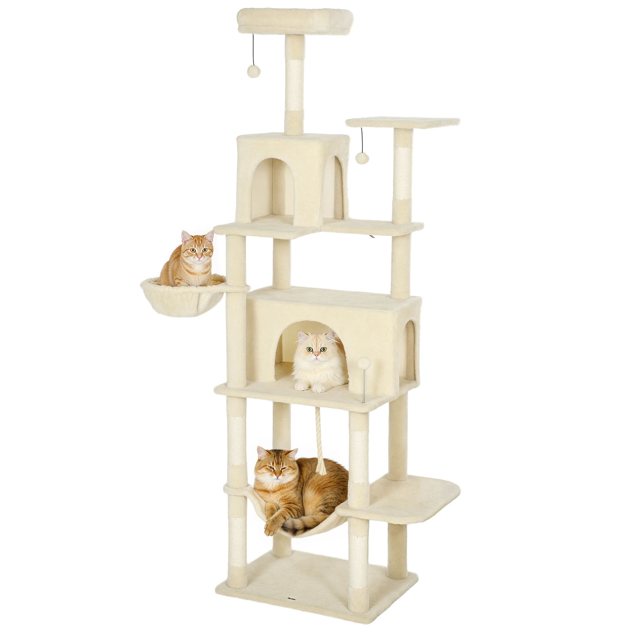 Pawhut Krabpaal voor katten 202 cm met platforms, bed en holletjes