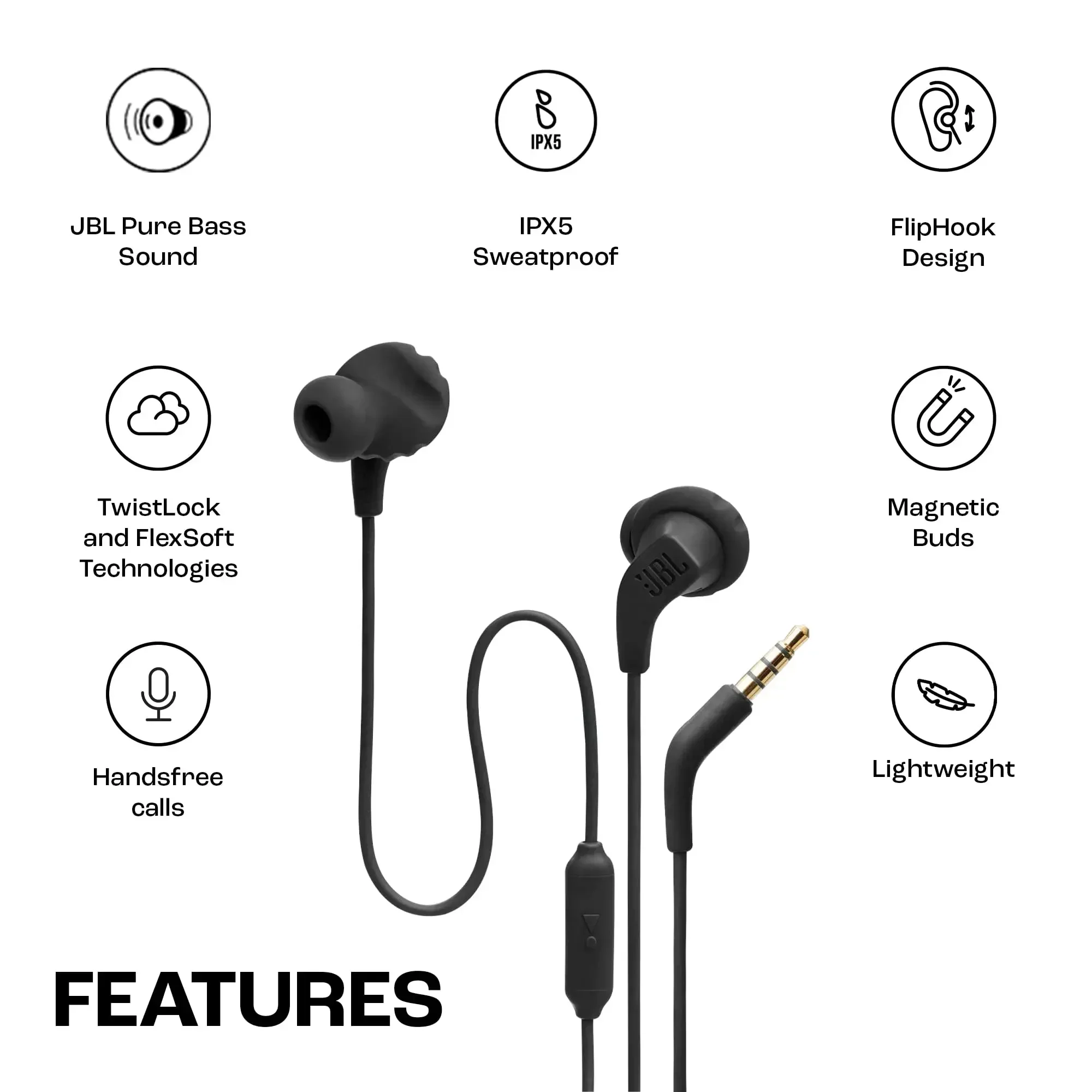 100% original jbl Ausdauer lauf 2 kabel gebundene wasserdichte kabel gebundene Sport-In-Ear-Kopfhörer