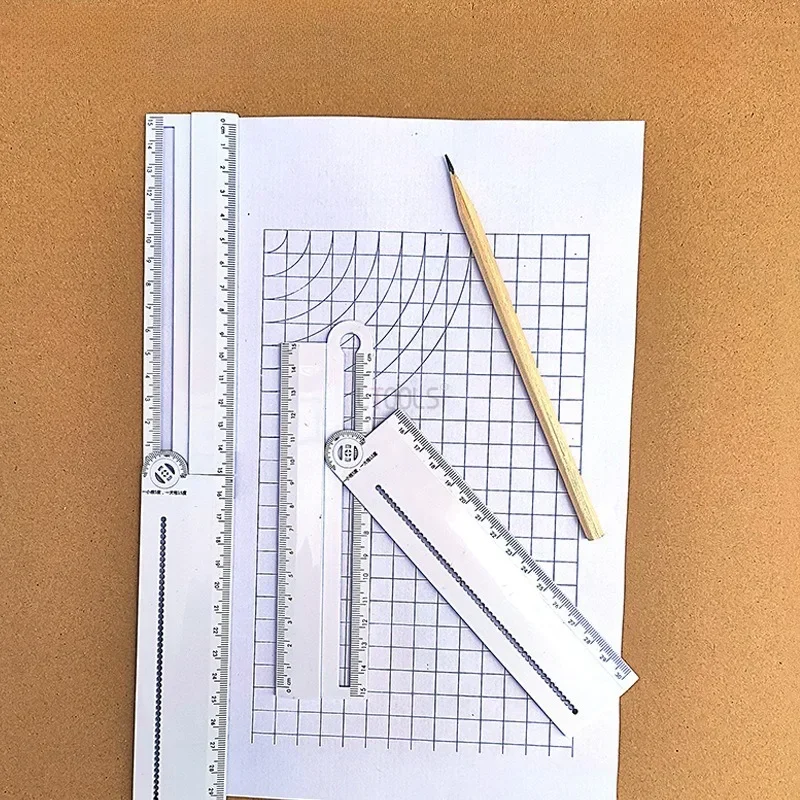 Multifunctional Angle Ruler Detachable Right Angle Ruler Compass All in One Draw Arc Parallel Lines Measure Thickness Font Size