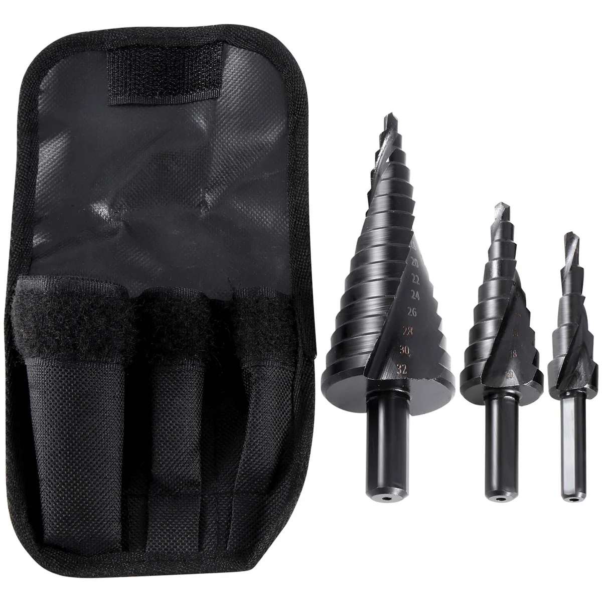 3PCS 4-32MM HSS Cobalt Step Drill Bit Set Nitrogen High Speed Steel Spiral for Metal Cone Triple-Cornered Shank Hole Cutter