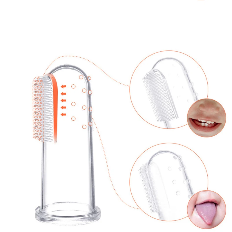 3pcs Transparent Baby Finger Toothbrush Safe Silicone Toothbrush Baby Training Toothbrush Transparent Oral Care