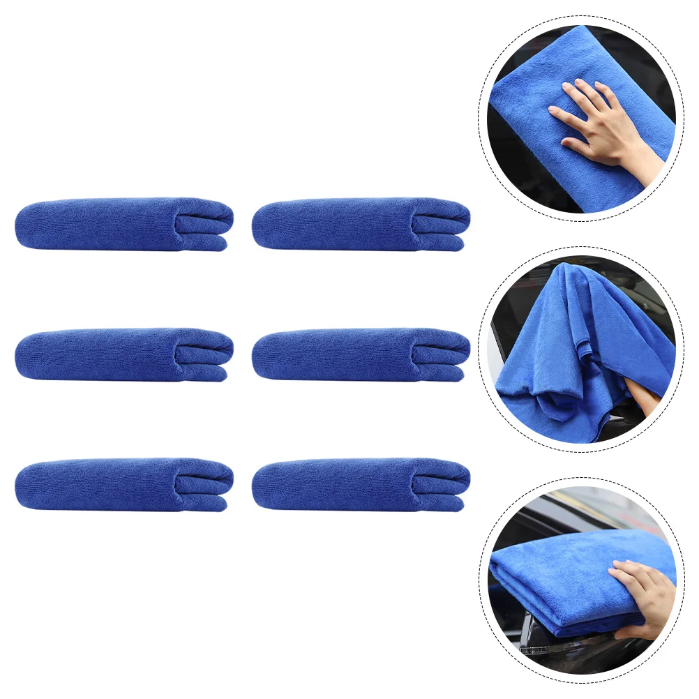 

6 Pcs Car Wash Towel Reusable Washing Towels Microfiber Cleaning Cloths Portable Household for