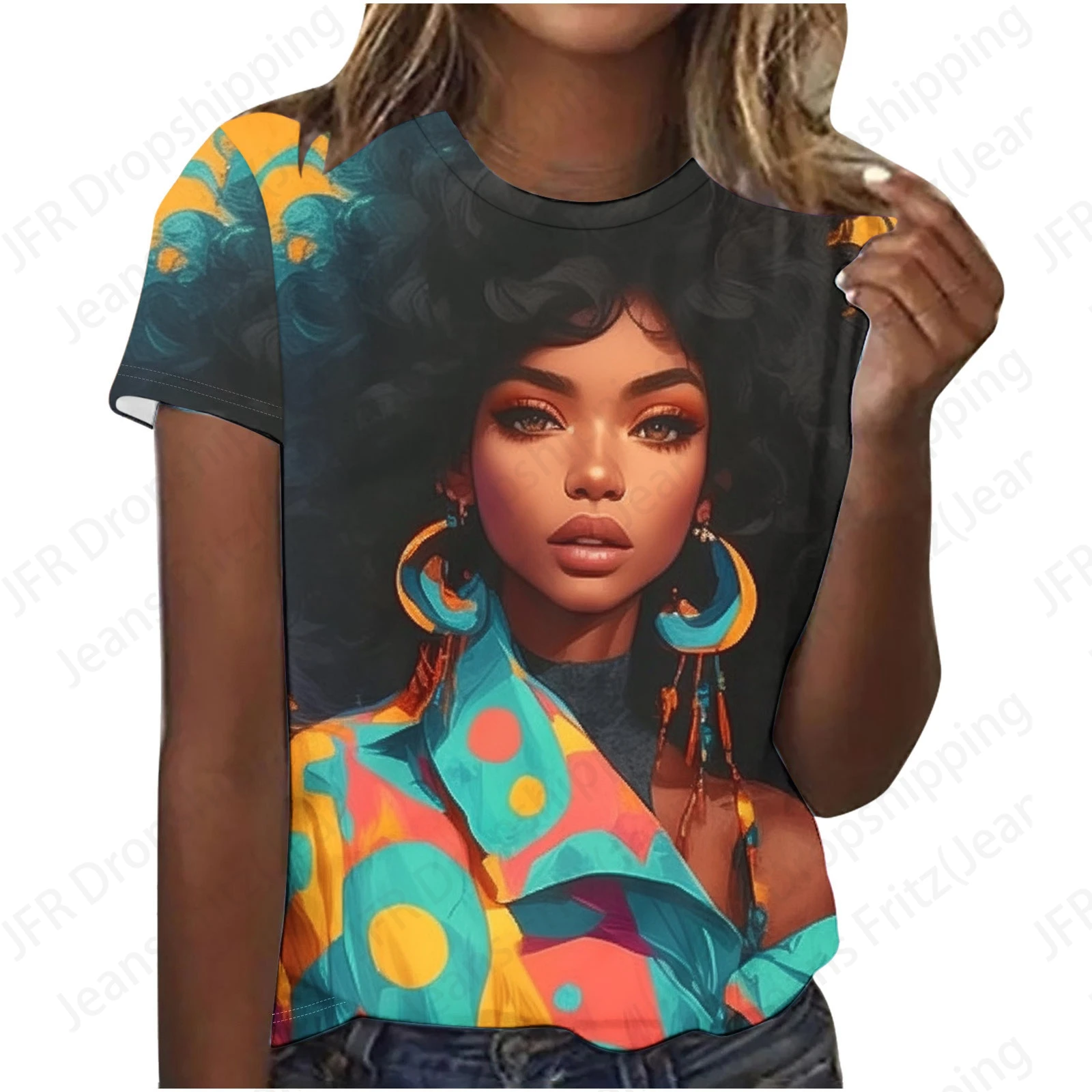 Sexy Africa Women T Shirt Face 3d Print T-shirt Women Fashion T-shirts Female Top Tees Graphic T Shirt Black Camiseta Large Size