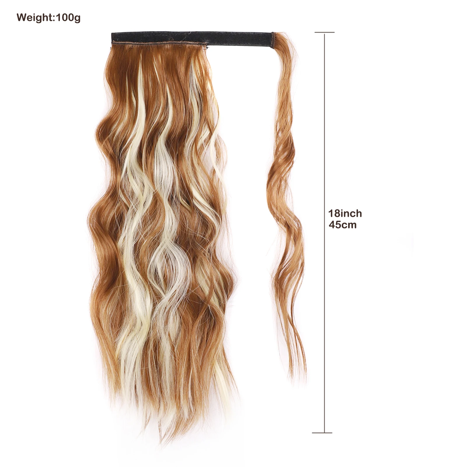 Ponytail Extension Short Water Wave Ponytails for Women Brown Blonde Highlights Curly Synthetic Hairpiece Clip on Easy Wear