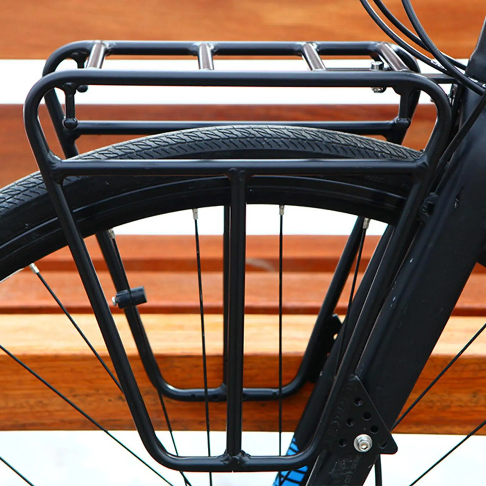 Support de chargement avant de vélo en acier, fourche avant de vélo, support de bagages réglable pour vtt, support de sac à montage latéral pour accessoires de cyclisme