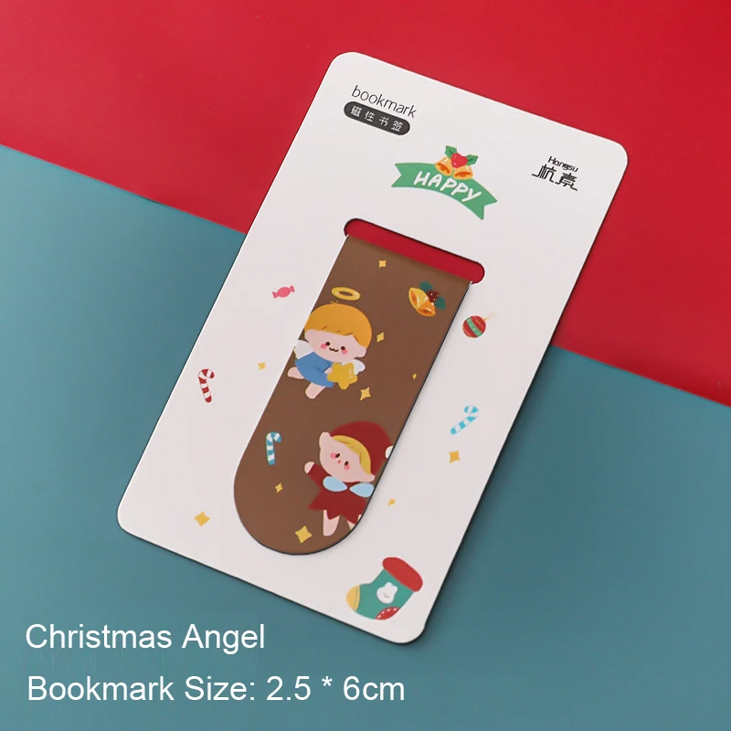 4pcs Christmas Magnetic Bookmark Cartoon Book Accessories School Supplies Book Marks Aesthetic Stationery School Acsesories