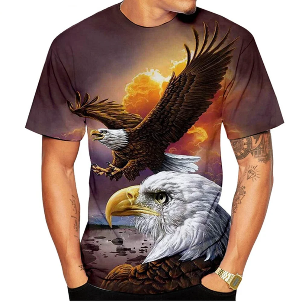 Soaring Eagle 3D Print Men's T Shirt O Neck Short Sleeve Animal Funny Graphic Streetwear Summer Loose Male Oversized Tops Tees