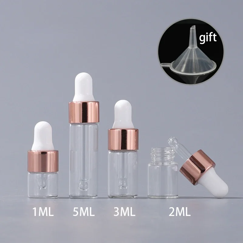 10/20/50pcs Glass Dropper Bottle Travel Glass Vials Cosmetic Sample Container For Essential Oils,Perfume With Glass Eye Dropper