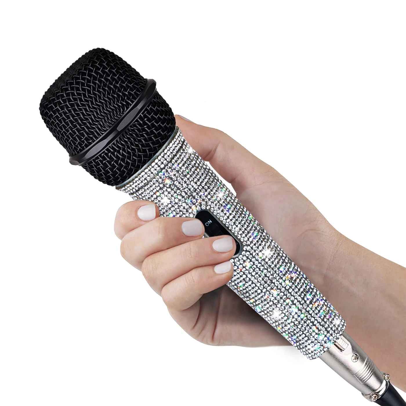 Heikuding Handheld Wired Microphone Dynamic Microphone with diamond effect for karaoke Singing with 3M/9.84INCH cable