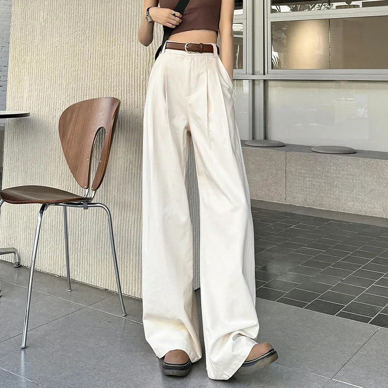

Spring Autumn Denim Wide Leg Pants Casual Loose Straight Office Wear Women Woman Clothing Female Black Women' Fashion Korean New