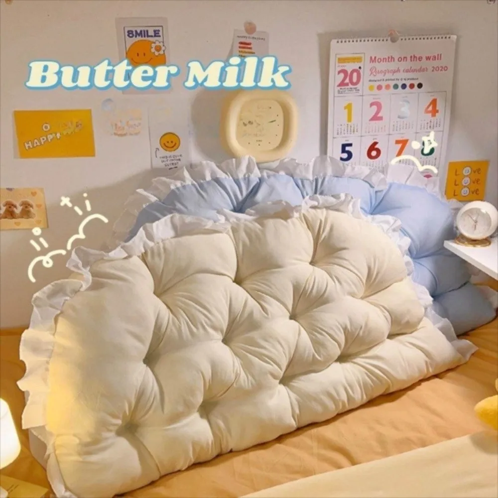 Comfortable 90/120cm Headboard Pillow Neck Stuffed Soft Back Cushion Lace Backrest Support Bolster Reading Support