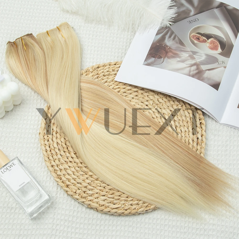 Clip In One Piece Human Hair Extensions with Adjustable Fish Wire 12-24 Inches Halo Hair Extensions Flip Ins For Women 60-100g