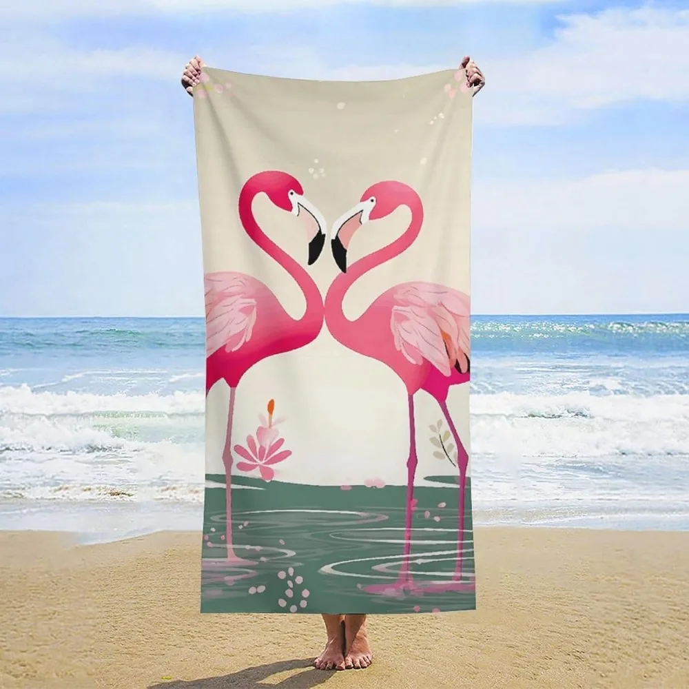 Toalla de playa de gran tamaño con flamenco rojo, toallas de piscina para adultos, manta de playa absorbente de viaje de felpa suave para piscina, Yoga, gimnasio, deportes