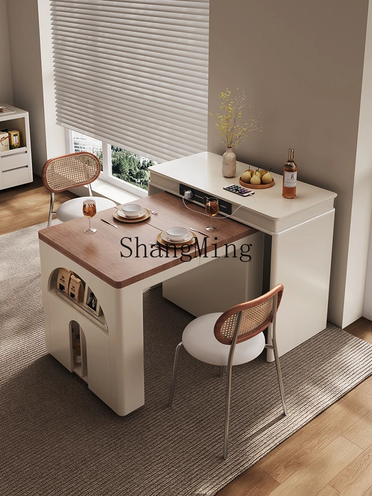 

CL solid wood dining side cabinet dining table medium antique folding telescopic rock slab island dining table