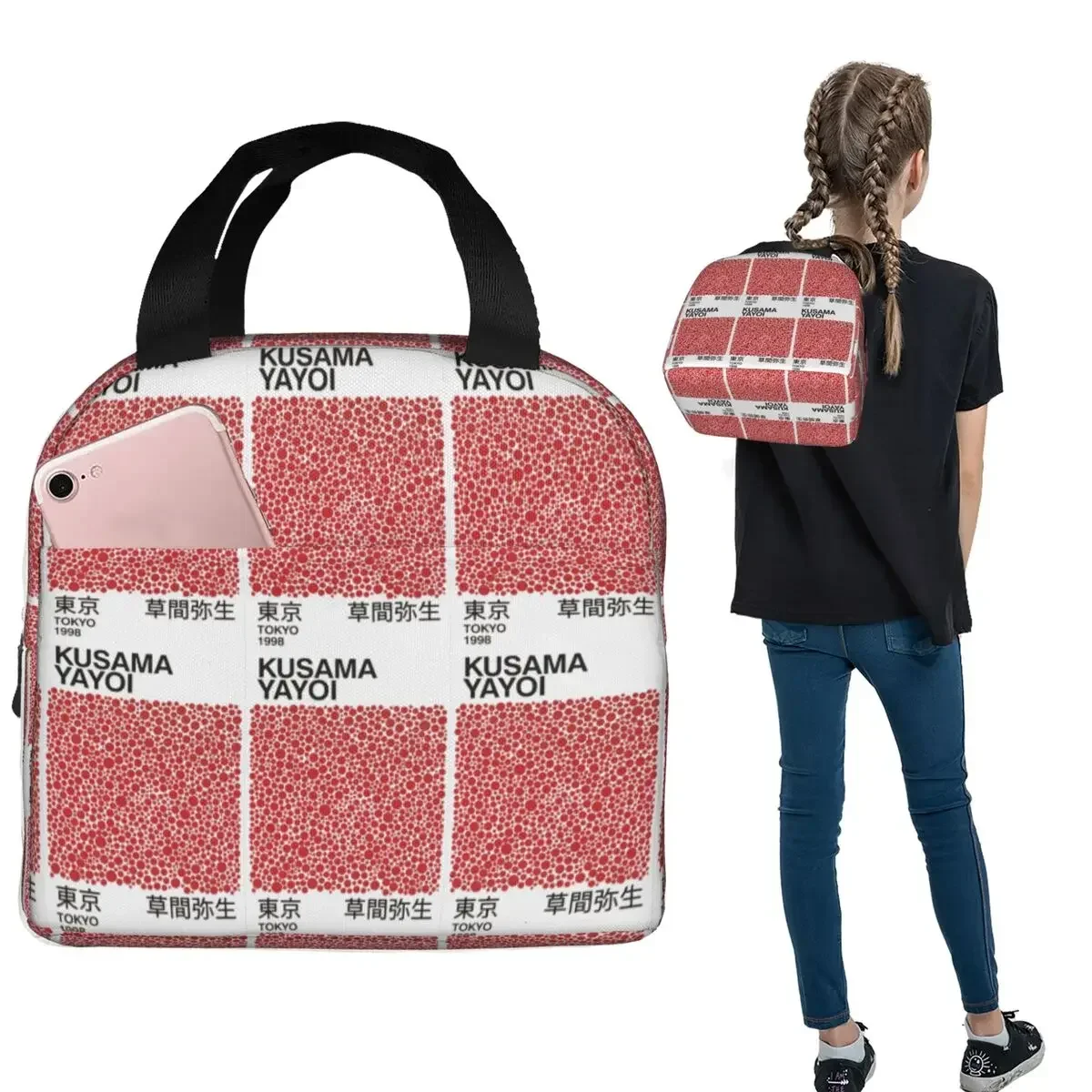 Yayoi Kusama Abstract Painting Insulated Lunch Bag for Women Kids Portable Food Boxes Thermal Lunch Box Tote